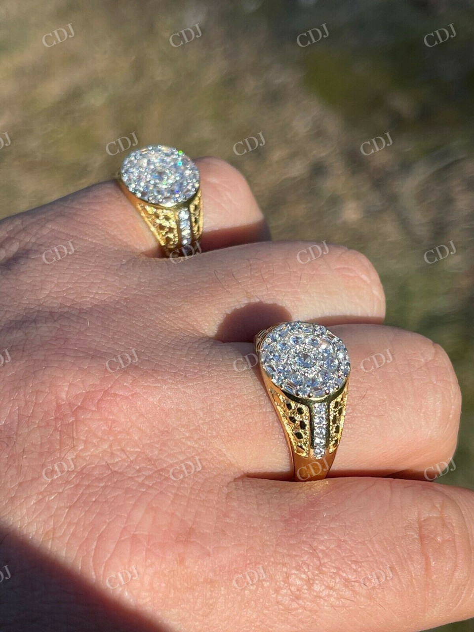 Silver Iced Diamond Nugget Micropave Ring  customdiamjewel   