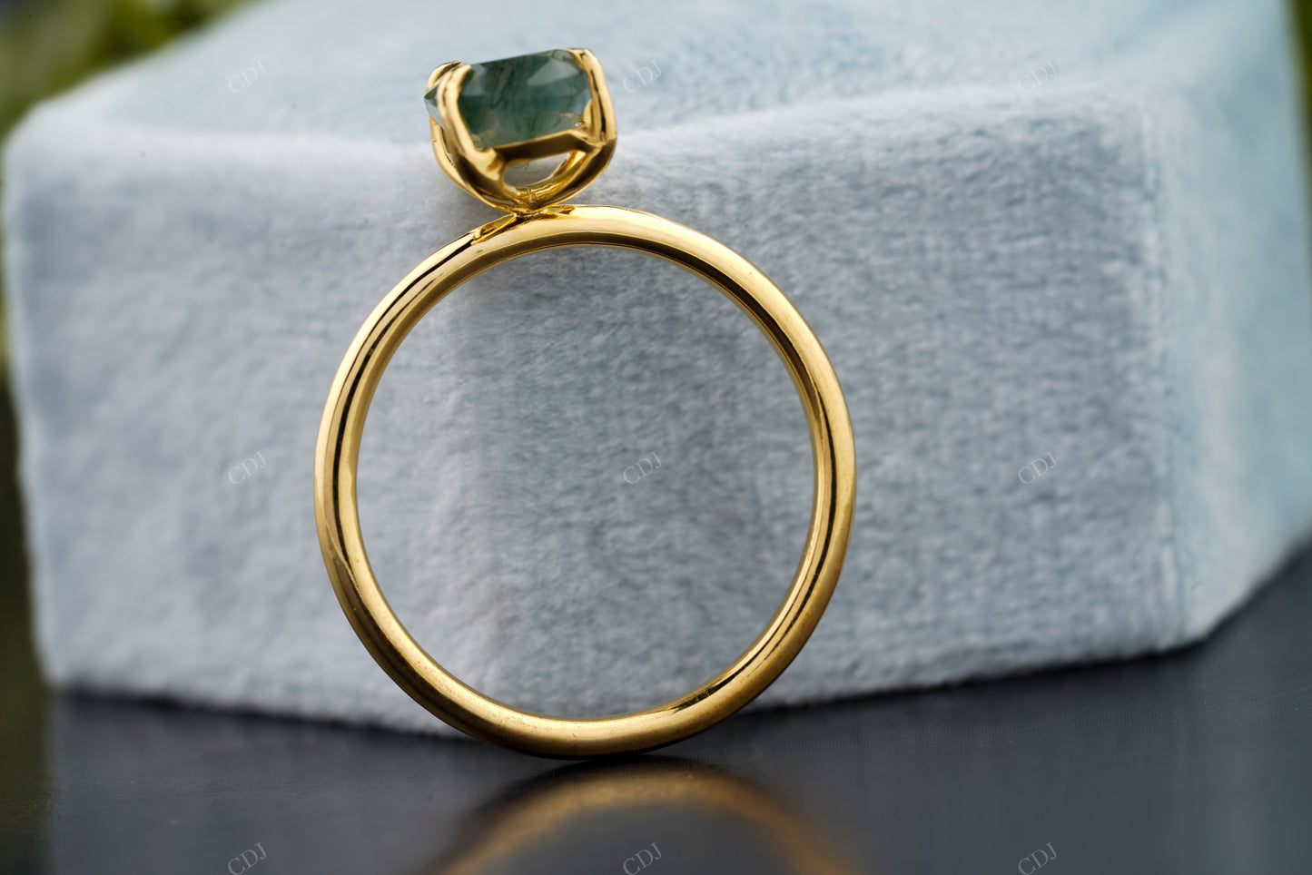 Moss Agate Moissanite Engagement Ring