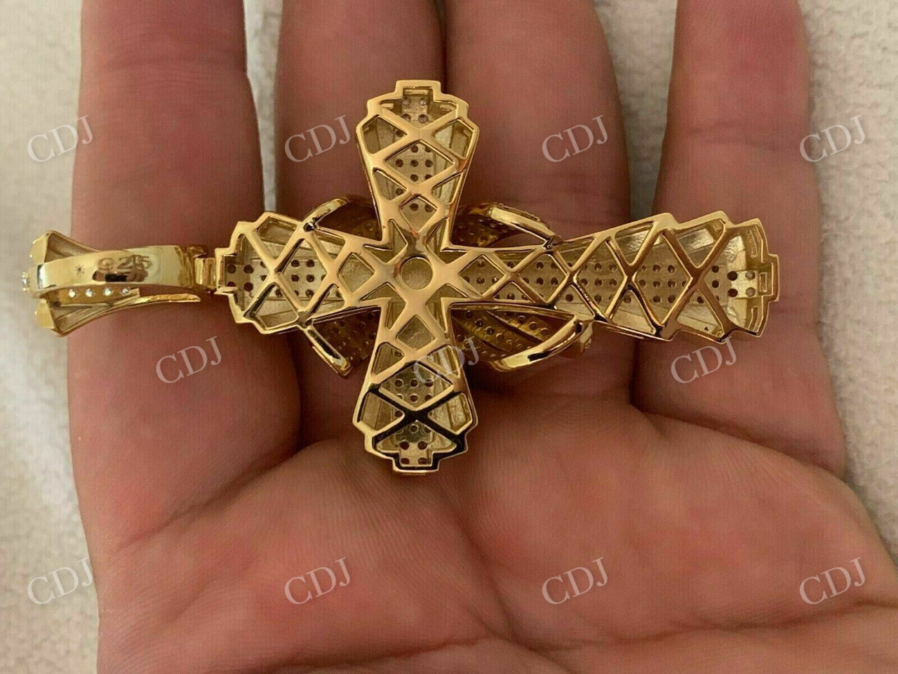 Solid Gold Diamond Men's Large Cross Pendant  customdiamjewel   