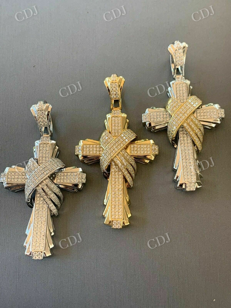 Solid Gold Diamond Men's Large Cross Pendant  customdiamjewel   