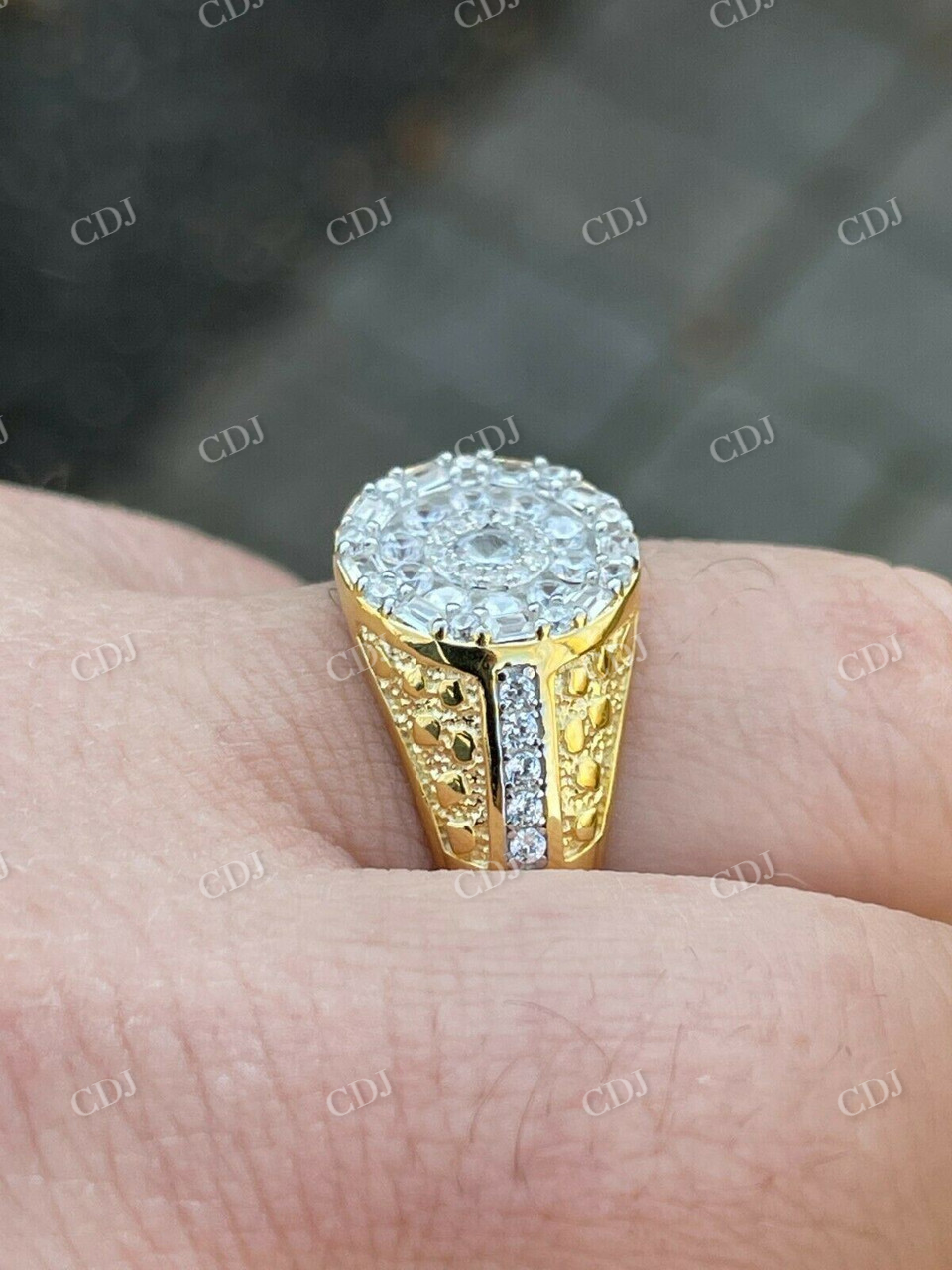 Silver Iced Diamond Nugget Micropave Ring  customdiamjewel   