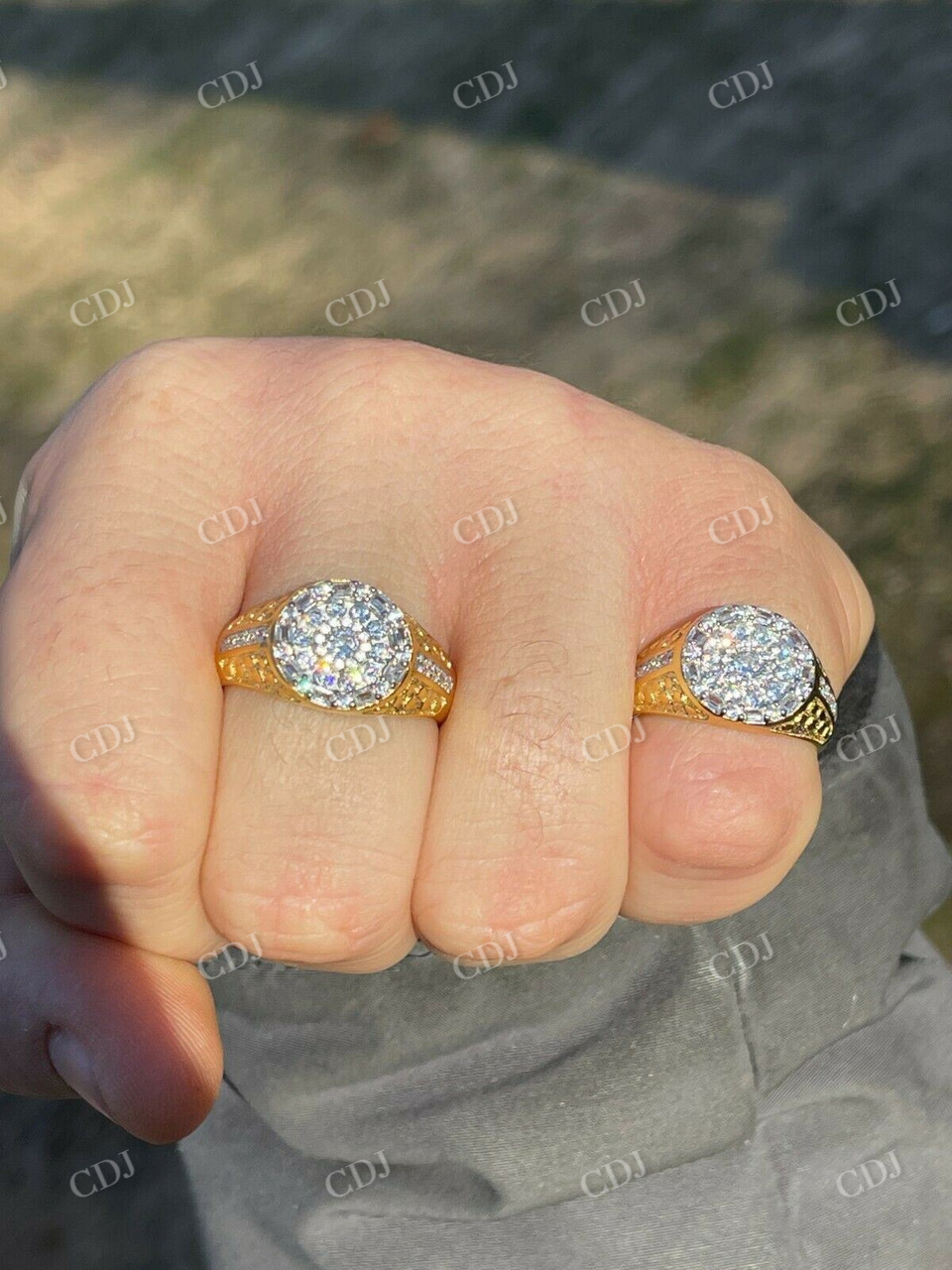 Silver Iced Diamond Nugget Micropave Ring  customdiamjewel   