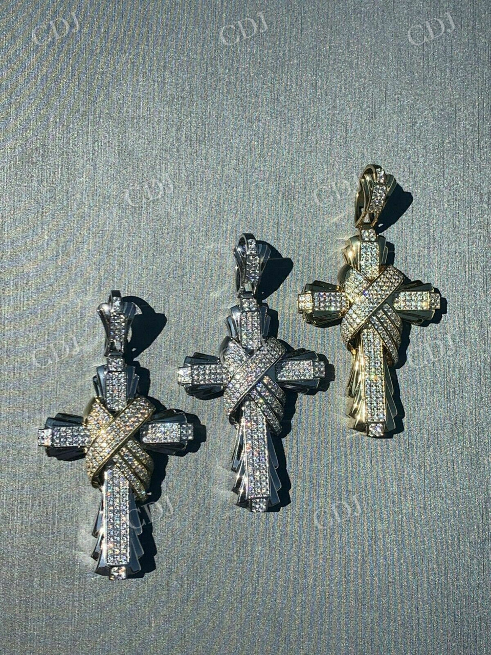 Solid Gold Diamond Men's Large Cross Pendant  customdiamjewel   