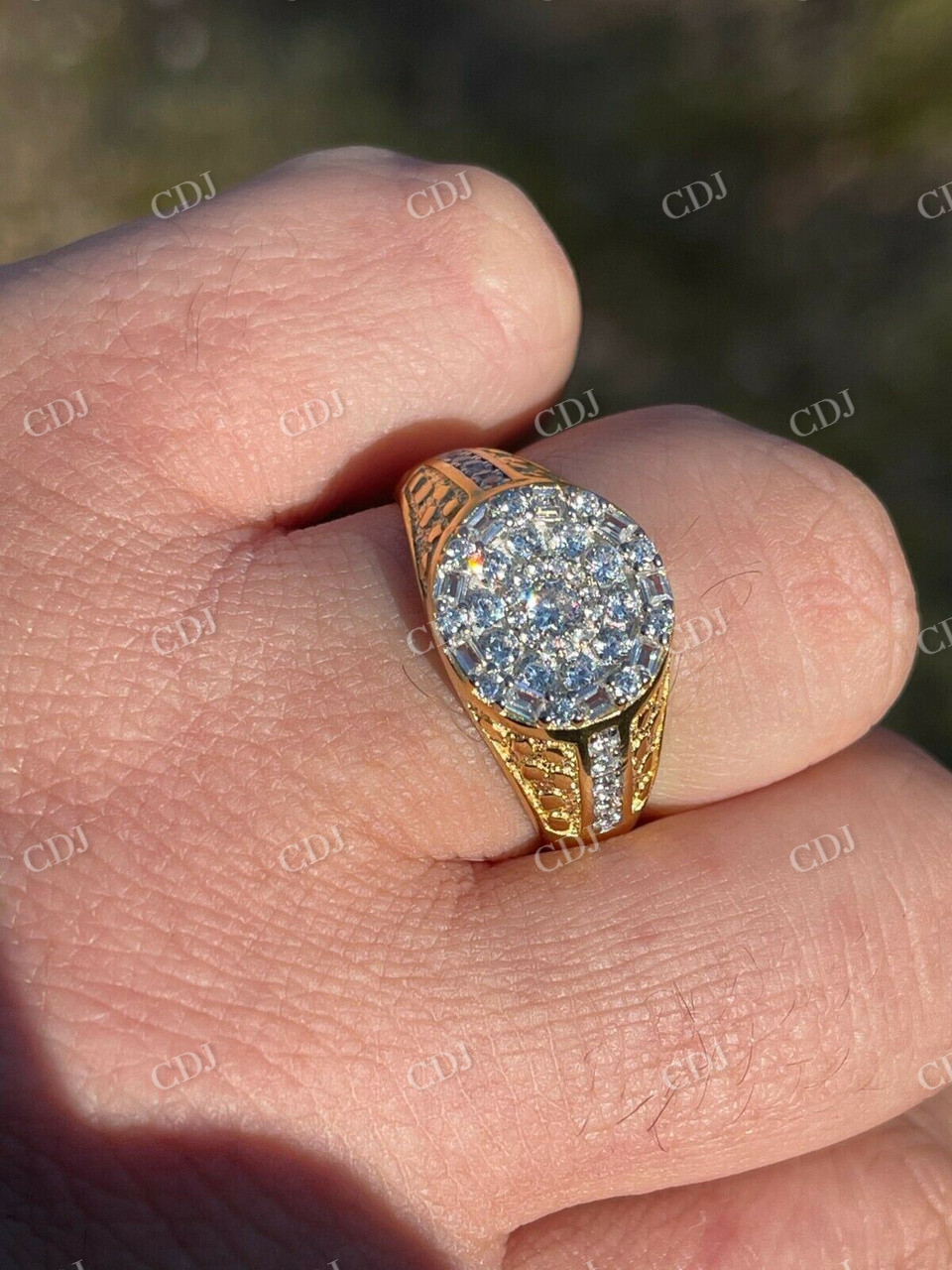 Silver Iced Diamond Nugget Micropave Ring  customdiamjewel   