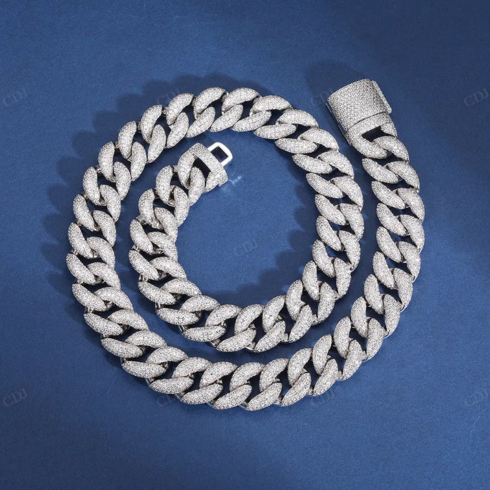 16MM Diamond Sterling Silver Cuban Chain hip hop jewelry CustomDiamJewel