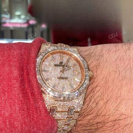 Full Rose AP Moissanite Round and Baguette Diamond Set Hip Hop Watch hip hop jewelry CustomDiamJewel