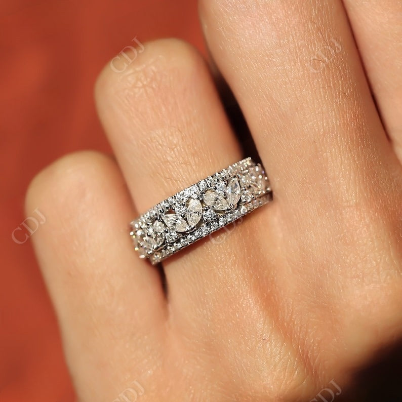 1.04CT Marquise And Round Natural Diamond Wedding Band  customdiamjewel   