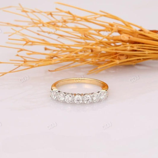 0.70CTW 7 Stone Round Cut Real Diamond Two Tone Wedding Band  customdiamjewel 10KT Yellow Gold VVS-EF
