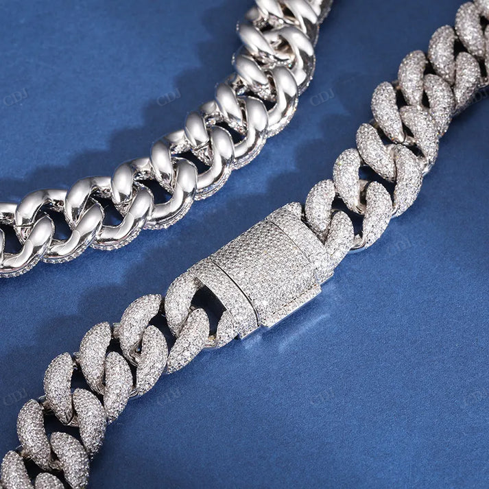 16MM Diamond Sterling Silver Cuban Chain hip hop jewelry CustomDiamJewel