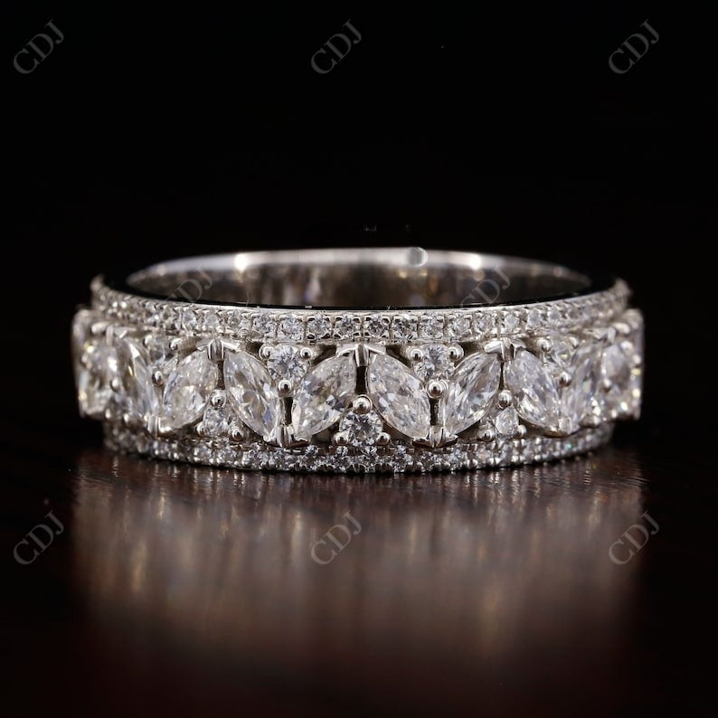 1.04CT Marquise And Round Natural Diamond Wedding Band  customdiamjewel   