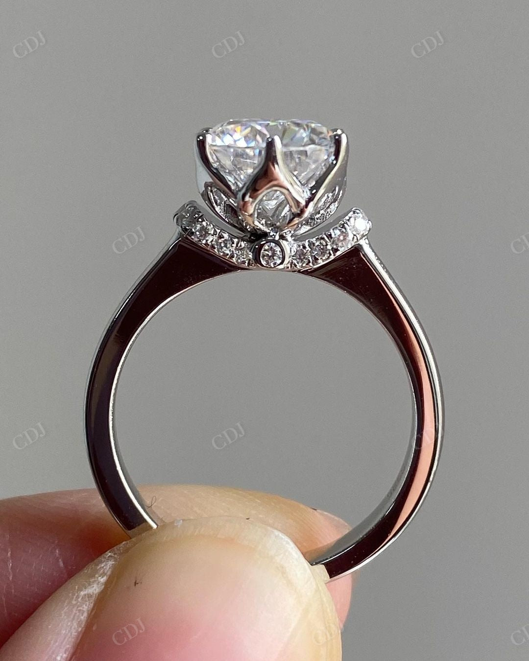 Round Cut Lab Grown Diamond Prong Set Ring