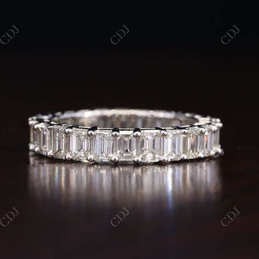 4.08CT Emerald Cut Real Diamond Wedding Band  customdiamjewel 10 KT Solid Gold White Gold VVS-EF
