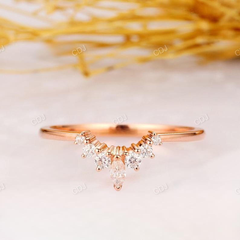 Delicate Cluster Lab Grown Diamond Chevron Wedding Band  customdiamjewel   