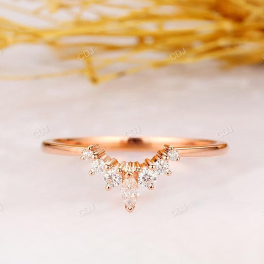 Delicate Diamond Curved Stacking Wedding Band  customdiamjewel 10KT Rose Gold VVS-EF