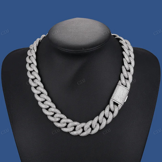 20MM 18K Gold Lab Grown Diamond Cuban Chain hip hop jewelry CustomDiamJewel