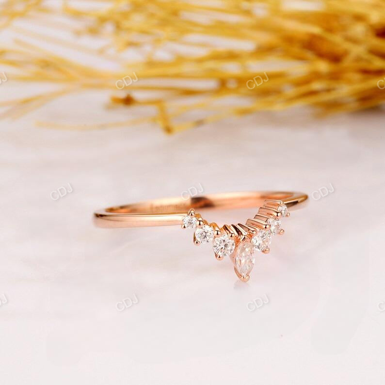 Delicate Cluster Lab Grown Diamond Chevron Wedding Band  customdiamjewel   