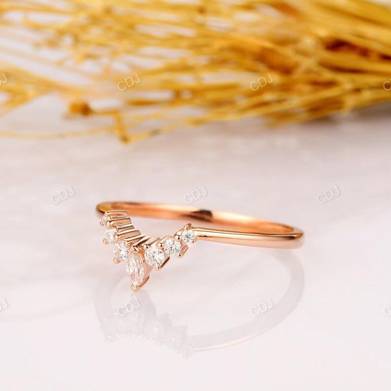 Delicate Cluster Lab Grown Diamond Chevron Wedding Band  customdiamjewel   