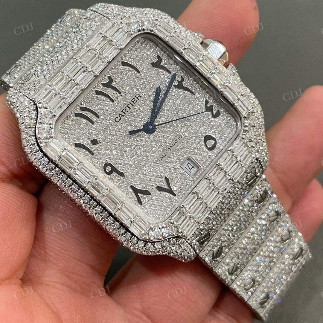 Round and Bugatte Diamond Hip Hop Cartier Moissanite Watch customdiamjewel