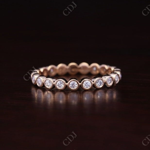 0.45CT Round Cut Real Diamond Bezel Set Wedding Band  customdiamjewel 10 KT Solid Gold Rose Gold VVS-EF