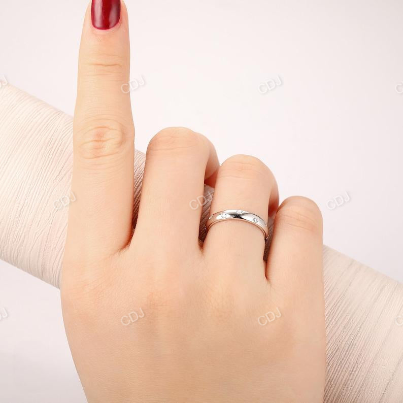 0.22ctw 14K Solid White Gold Lab Grown Diamond Wedding Band  customdiamjewel   