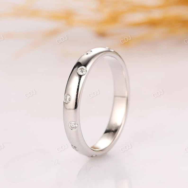0.22ctw 14K Solid White Gold Lab Grown Diamond Wedding Band  customdiamjewel   