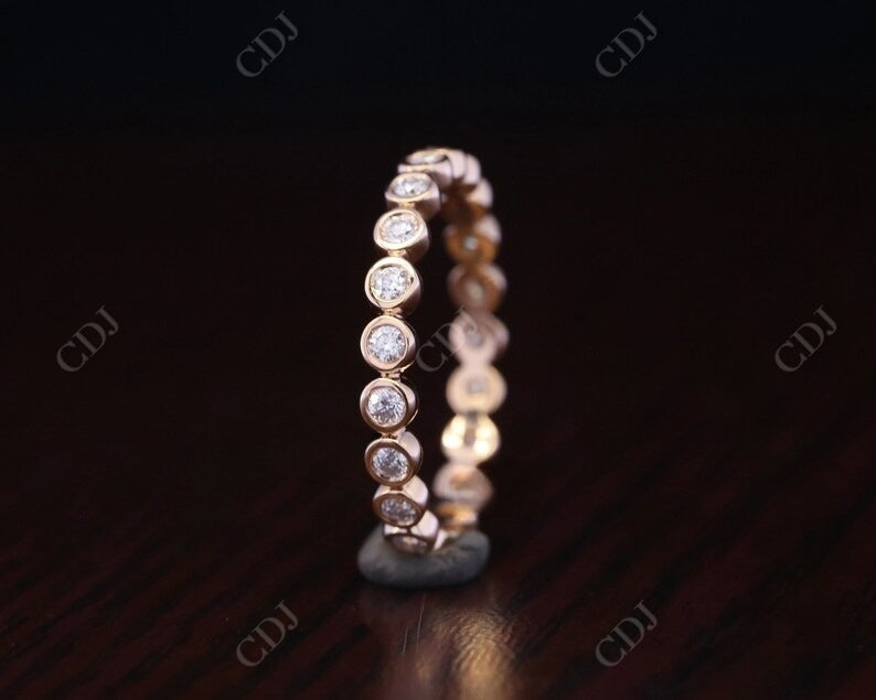 0.45CT Round Cut Real Diamond Bezel Set Wedding Band  customdiamjewel   