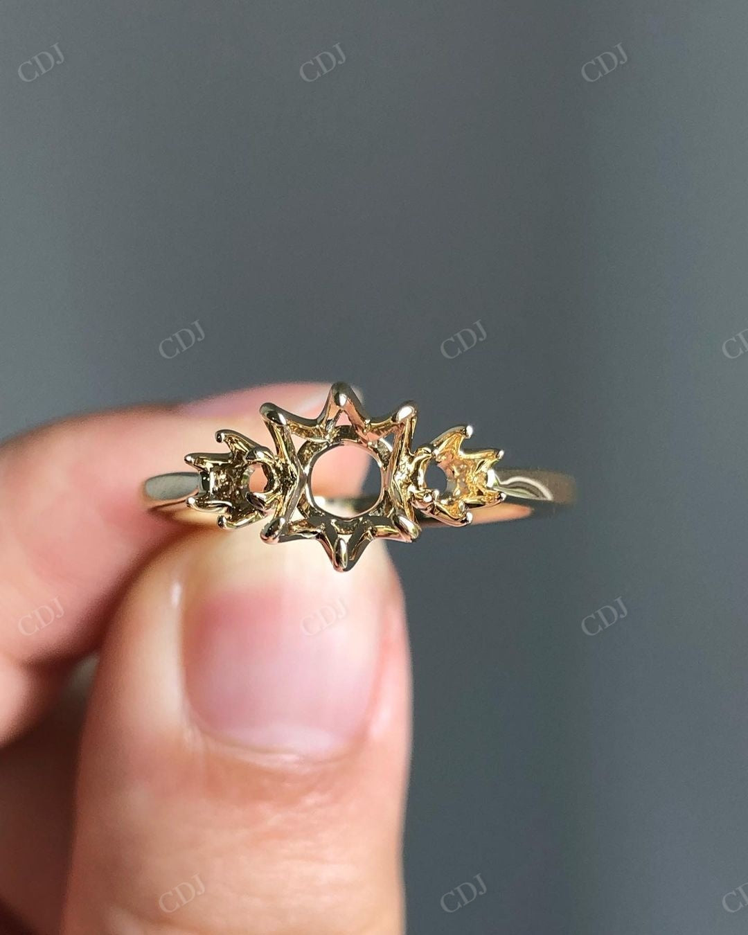 Unique Solid Gold Semi Mount Ring For Women