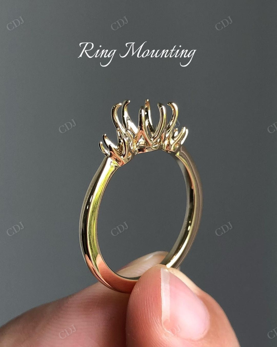 Unique Solid Gold Semi Mount Ring For Women