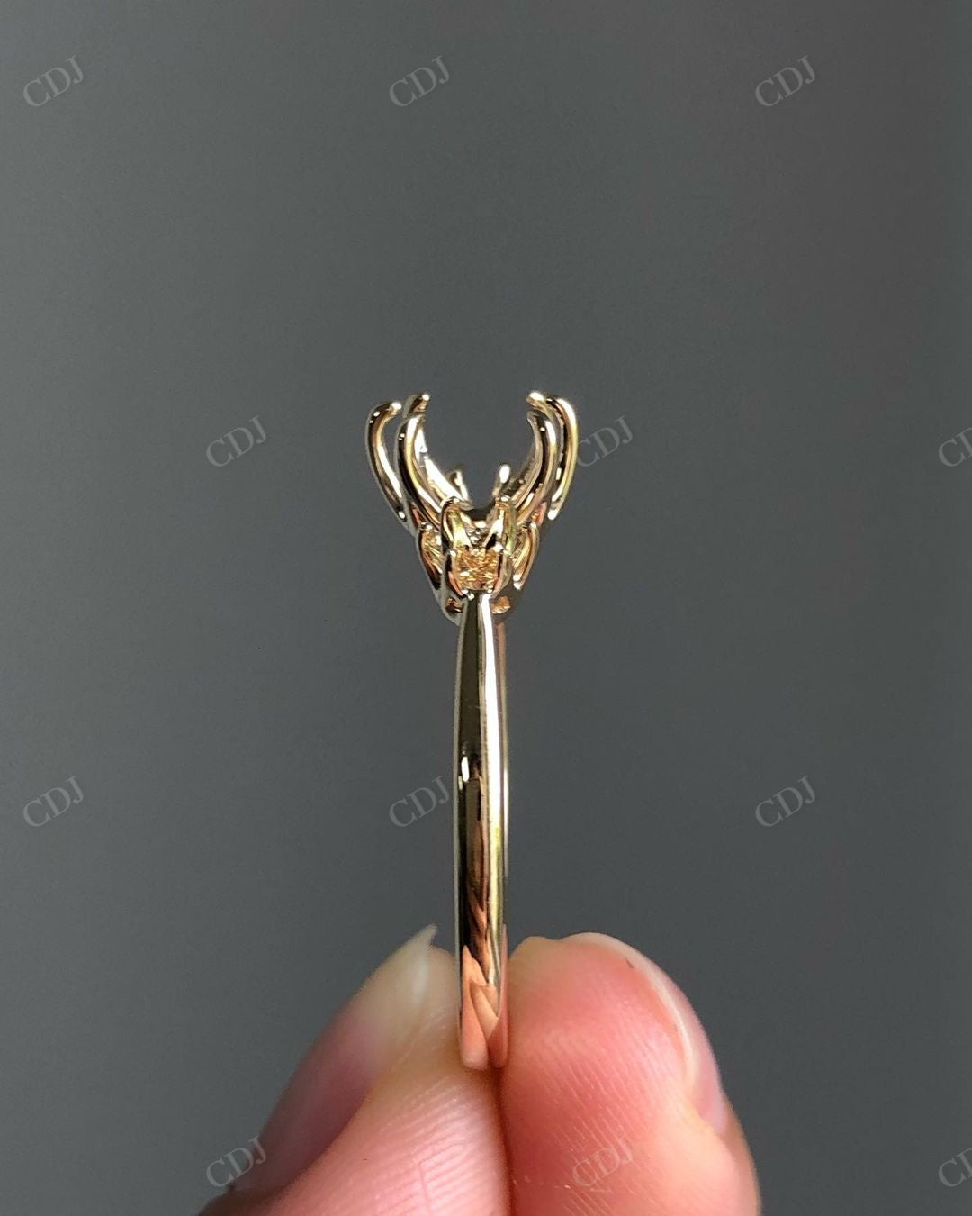 Unique Solid Gold Semi Mount Ring For Women