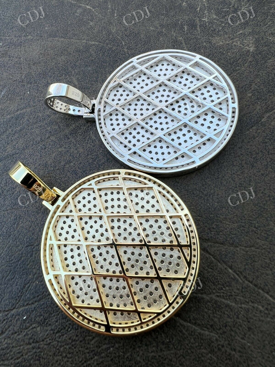 14K Gold Large Bling Out Iced Round Hip Hop Pendant  customdiamjewel   