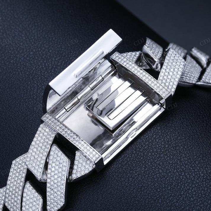 27mm 5 Row Moissanite Silver Cuban Chain hip hop jewelry CustomDiamJewel