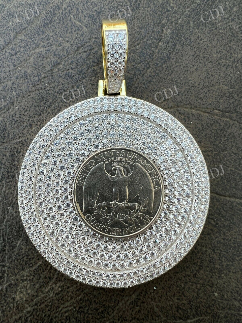 14K Gold Large Bling Out Iced Round Hip Hop Pendant  customdiamjewel   