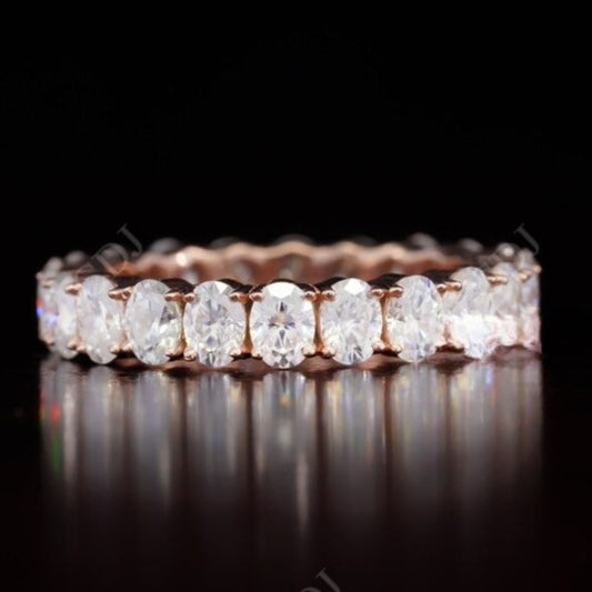 4.40CT Oval Real Diamond Full Eternity Wedding Band  customdiamjewel 10 KT Solid Gold Rose Gold VVS-EF