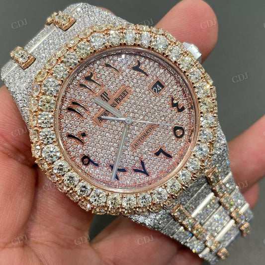 Automatic Swiss Movement Fully Iced Out AP Moissanite Watch customdiamjewel
