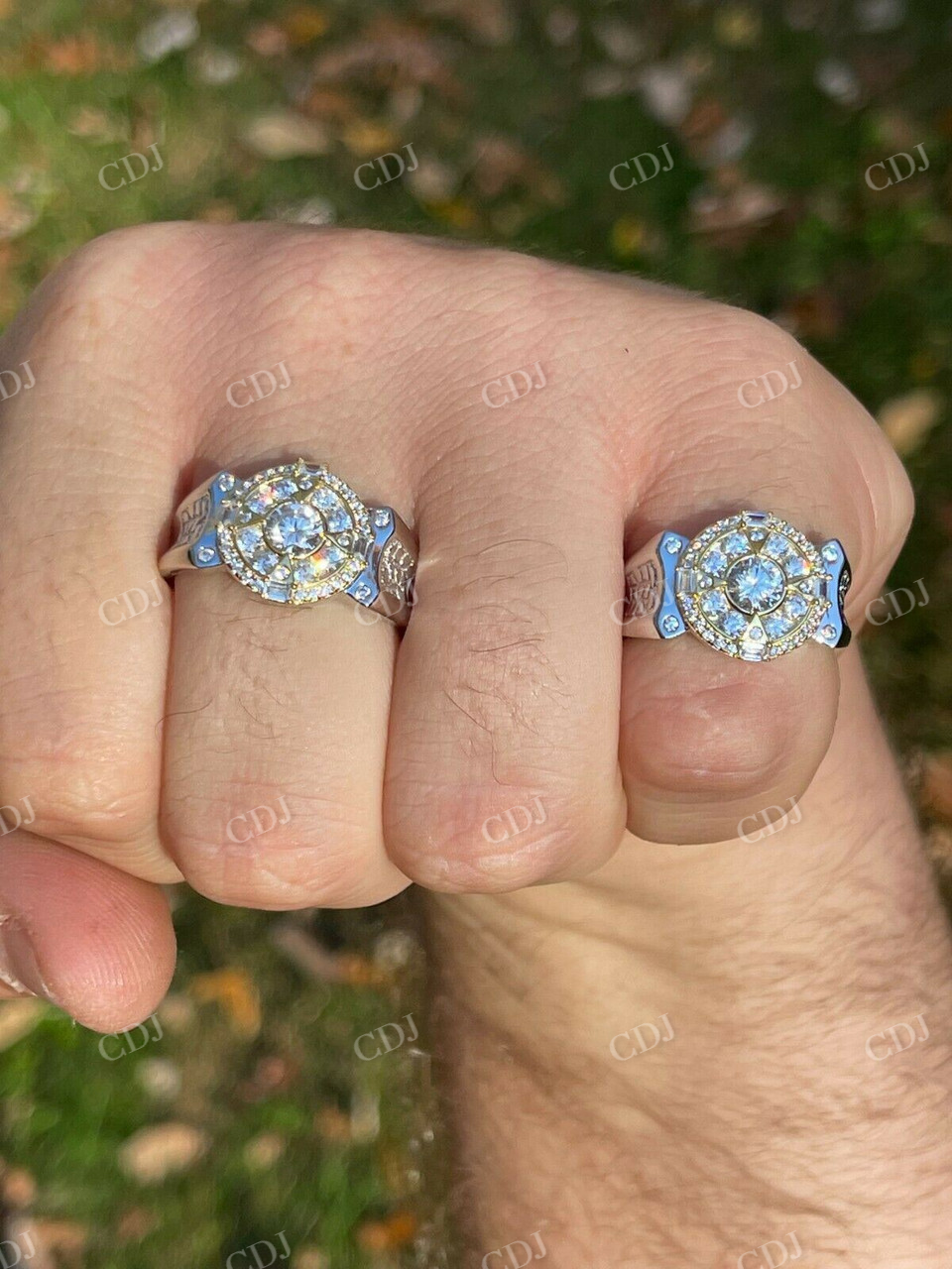 Iced Diamond Solitaire Compass Star Ring  customdiamjewel   