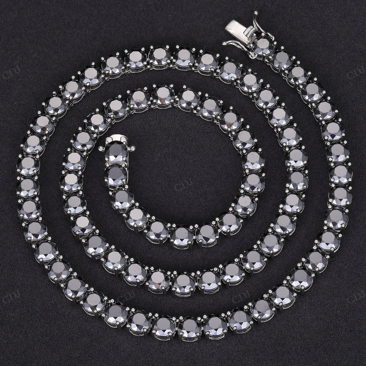 5MM Black Diamond Silver Tennis Chain hip hop jewelry CustomDiamJewel