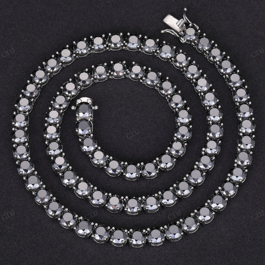 5MM Black Diamond Silver Tennis Chain hip hop jewelry CustomDiamJewel