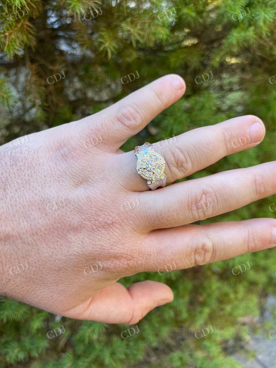 Iced Diamond Solitaire Compass Star Ring  customdiamjewel   