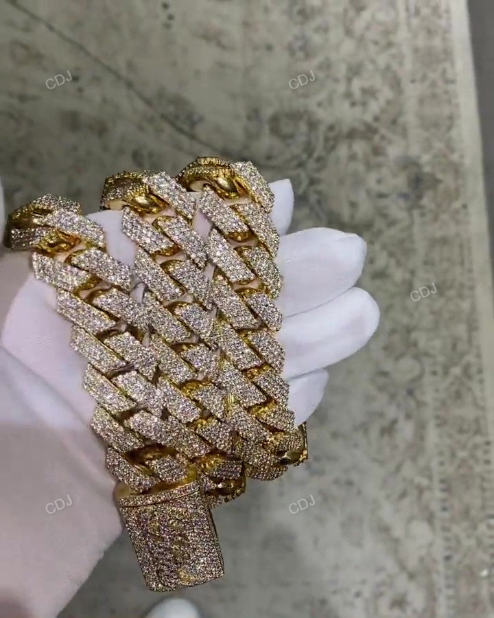 Cluster Diamond Set Iced Out Cuban Chain hip hop jewelry CustomDiamJewel   