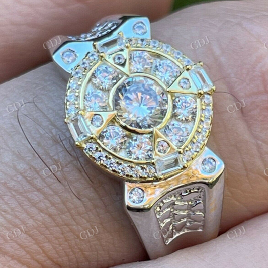 Iced Diamond Solitaire Compass Star Ring  customdiamjewel   