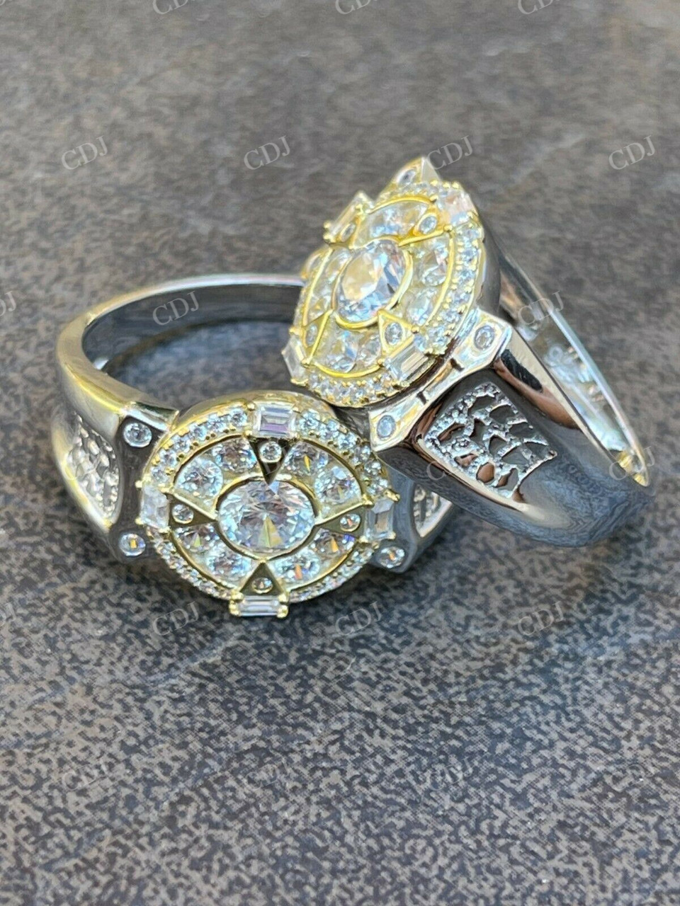 Iced Diamond Solitaire Compass Star Ring  customdiamjewel   