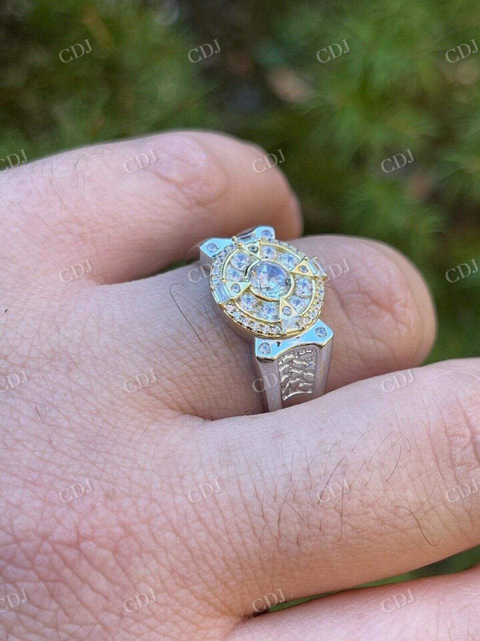 Iced Diamond Solitaire Compass Star Ring  customdiamjewel   