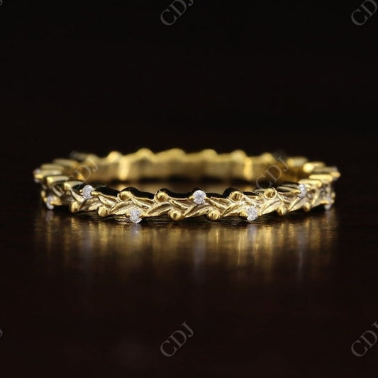 0.064CT Round Natural Diamond Wedding Band  customdiamjewel 10 KT Solid Gold Yellow Gold VVS-EF