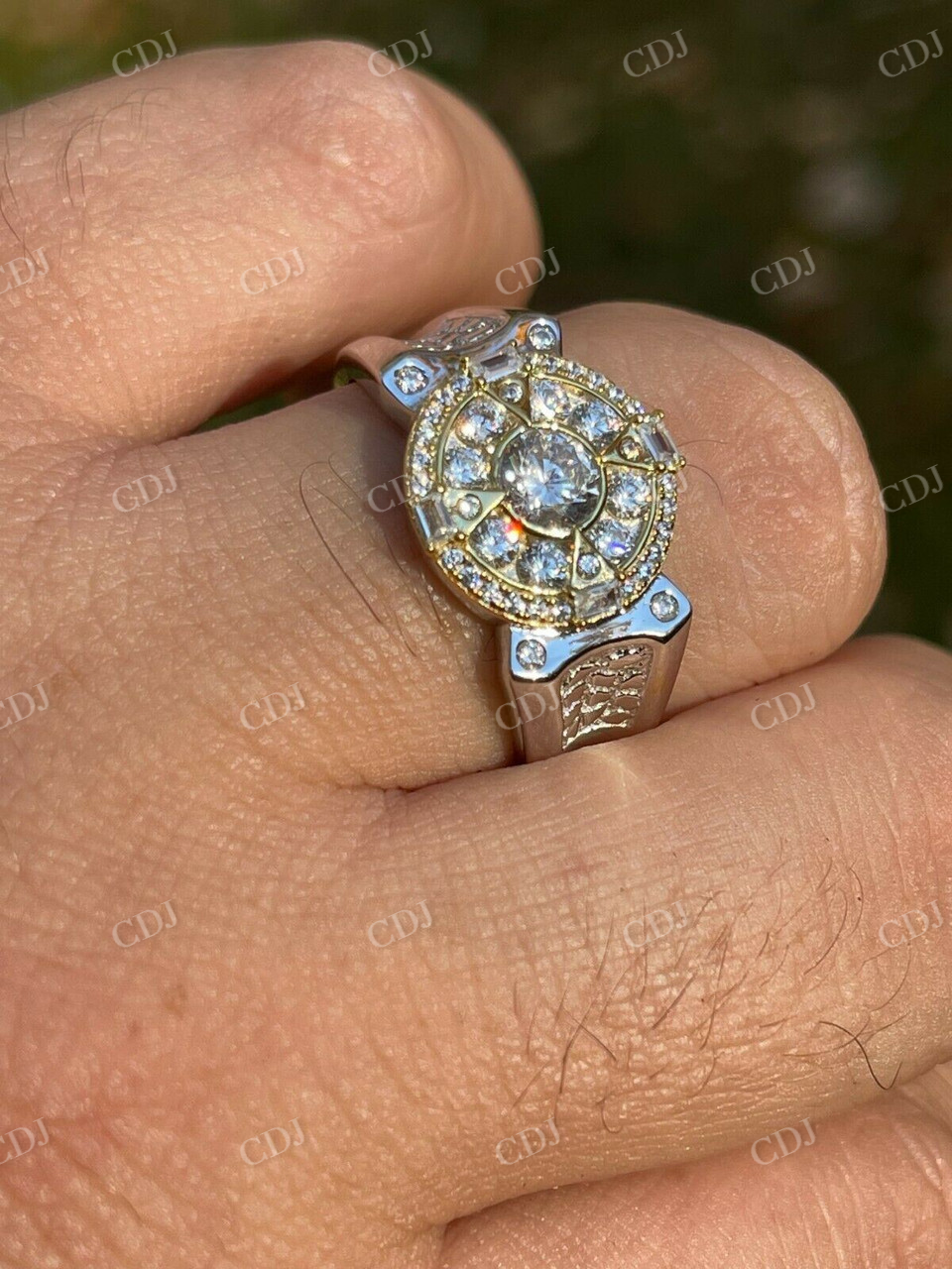 Iced Diamond Solitaire Compass Star Ring  customdiamjewel   