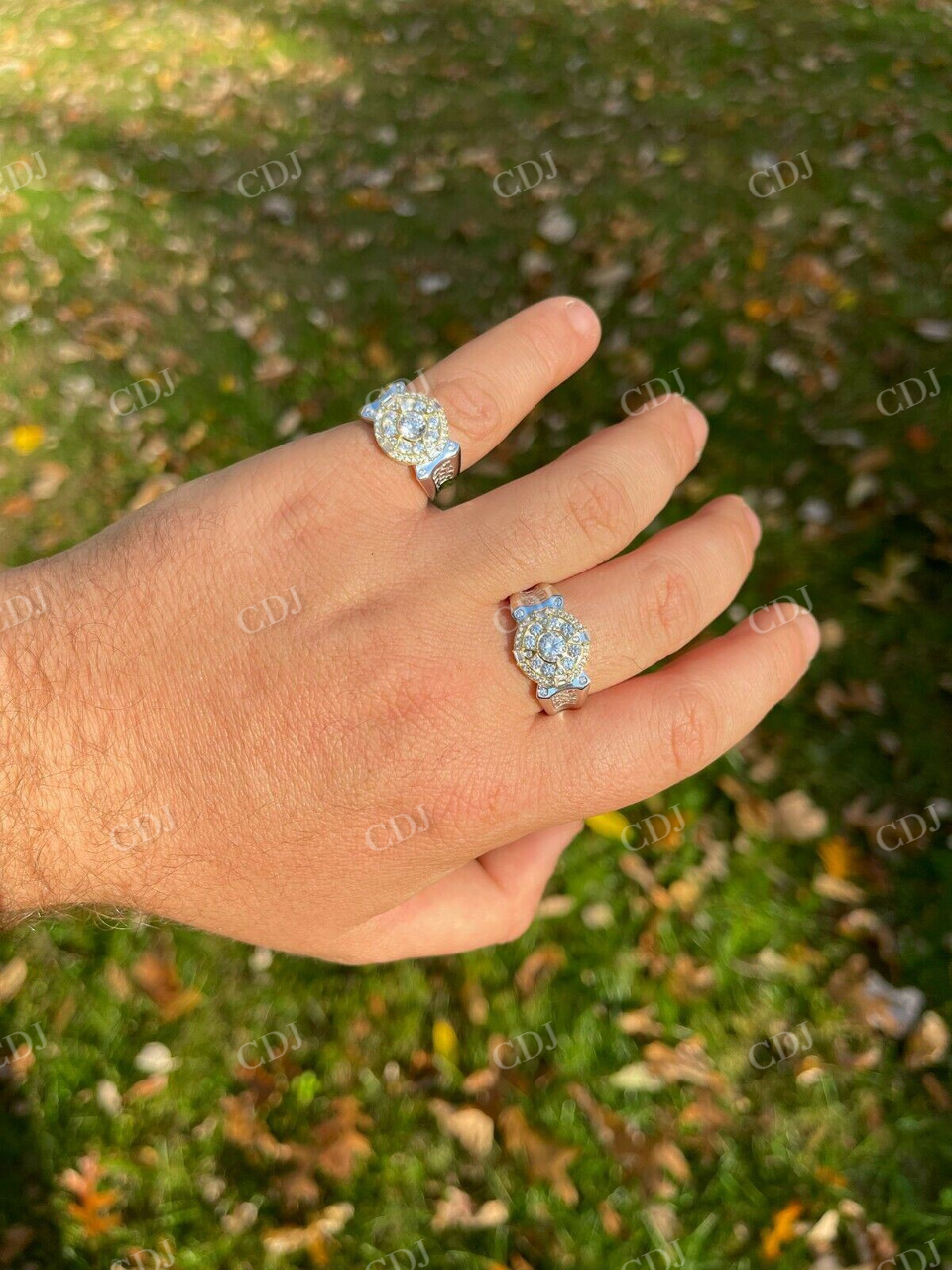 Iced Diamond Solitaire Compass Star Ring  customdiamjewel   