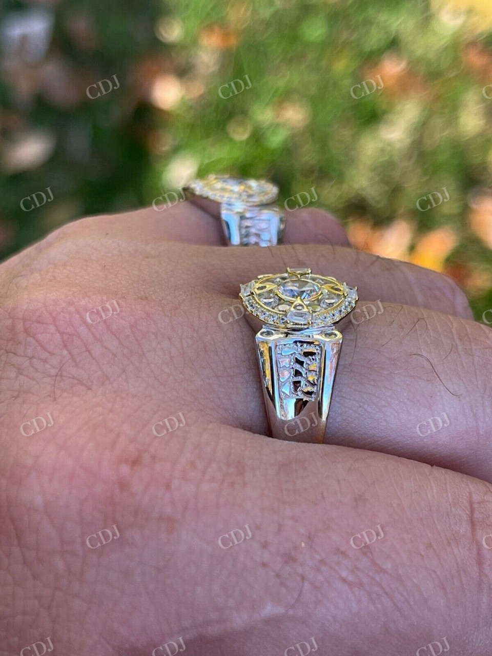 Iced Diamond Solitaire Compass Star Ring  customdiamjewel   