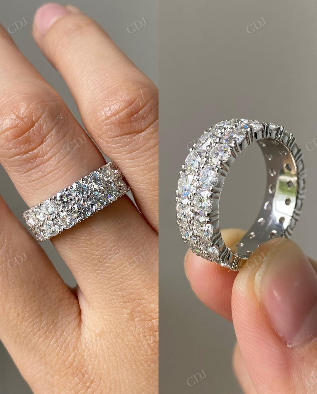 Lab Grown Diamond Round Cut Thick Band