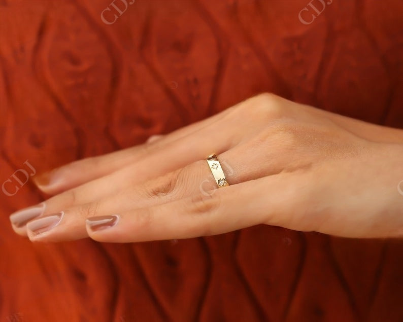 0.05CT Round Cut Natural Diamond Vintage Celestial Wedding Band  customdiamjewel   