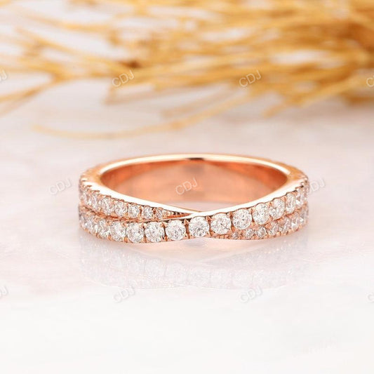 0.89CTW Round Cut Half Eternity Lab Grown Diamond Twisted Band  customdiamjewel   