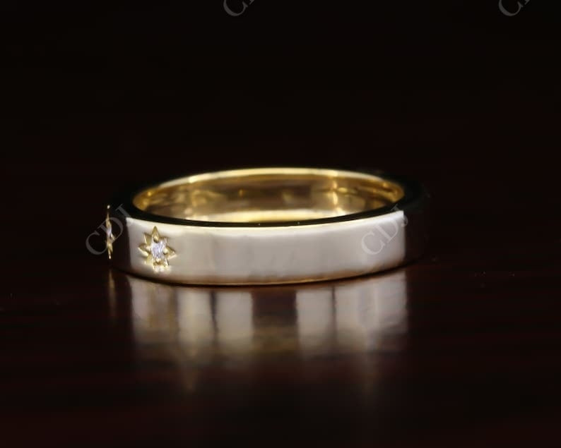 0.05CT Round Cut Natural Diamond Vintage Celestial Wedding Band  customdiamjewel   